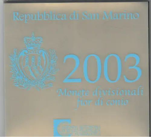 2003 Republik San Marino - Divisionsmünzen - Komplette Serie FDC
