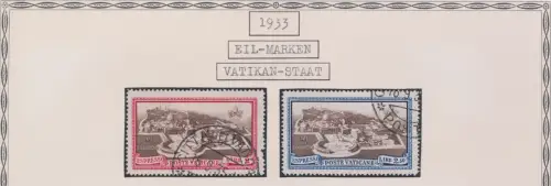 1933 Vatikan, Serie Gärten und Medaillons Nr. 19/34 + E3, E4 gebraucht gut zentriert