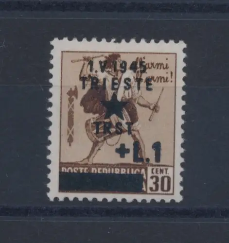 1945 Triest, Jugoslawische Besetzung, filigrane Krone umgedreht, aufgedruckt, signiert Olive, postfrisch**
