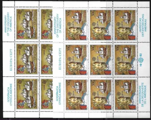 1992 EUROPA CEPT Jugoslawien 2 Miniblätter postfrisch **