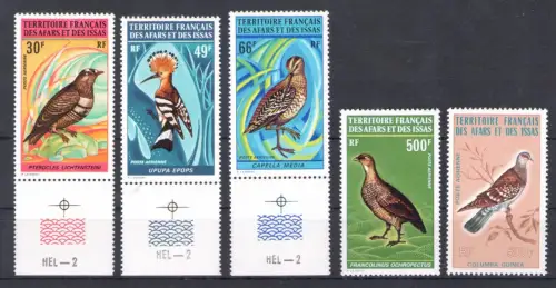 1972-75 Territoire des Afars et des Issas - Yvert 68/71+105 - Uccelli - MNH **