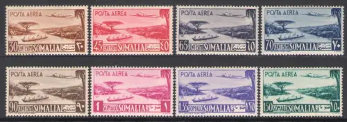 1950-51 Somalia Afis - Sächsische Luftpost Nr. 1/8 - Serie unvollständig - postfrisch **