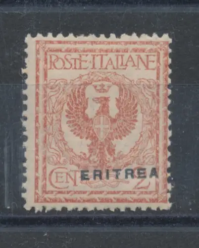 1924 ERITREA, 78cd - 2 Cent rotbraun Aufdruck rechts verschoben postfrisch **
