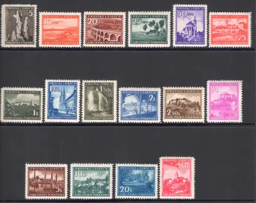 1945 Ljubljana - Deutsche Besetzung - Ansichten Nr. 36/51 - 16 Werte - postfrisch **