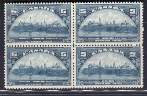 1933 Kanada - SG 329 - 5 Cent. blue MNH** - Viererblock