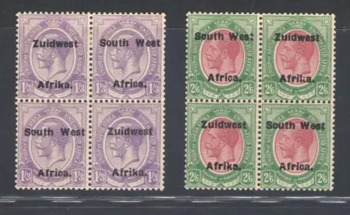 1923-26 Südwestafrika, Stanley Gibbons Nr. 36/37 - Viererblock - MH*