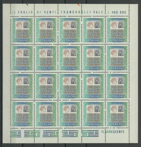 1987 Italien - Republik, Nr. 1804, 20.000 Lire, im Kleinbogen von 20, postfrisch **