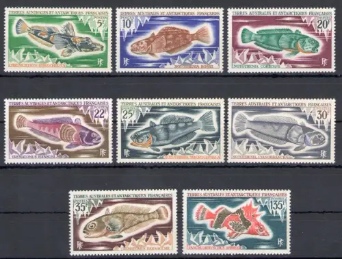 1971-72 TAAF FRANZÖSISCHE ANTARKTIS, Fische, Yvert-Katalog Nr. 34/38 + 43/45, postfrisch**