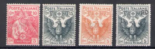 1915-16 Italien - Königreich, Nr. 102-05, Rotes Kreuz - postfrisch **