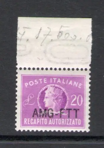 1954 TRIEST A - Autorisierte Zustellung - Neuer Aufdruck Nr. 5A - Hoher Rand