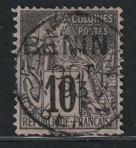 1892 Benin, 10 Cent schwarz und lila #5, gebraucht