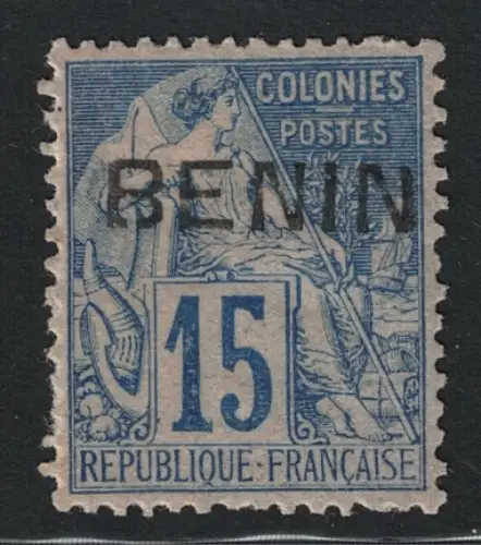 1892 Benin, 15 Cent blau #6, MH*