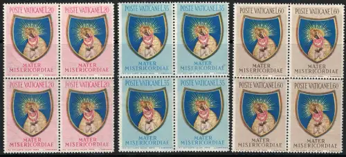 1954 Vatikan, Marianisches Jahr 3 Werte #189/91, postfrisch ** Viererblock