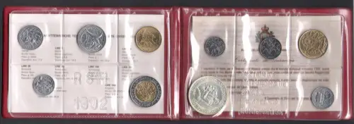 1992 Republik San Marino, Divisionsmünzen, FDC MIT 1.000 Lire in Silber