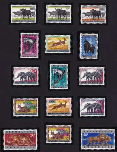 1964 Republik Ruanda COB # 52/66 15 Werte, postfrisch **