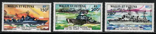 1978 Wallis et Futuna, Yvert Posta # 210/12, Französische Kriegsschiffe, postfrisch **
