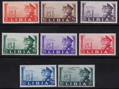 1941 LIBYEN, Waffenbruderschaft, Nr. 171/177 + A 45, Serie mit 8 Werten, postfrisch**