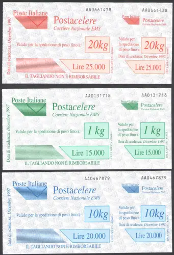 1997 Italien, Republik, Postdienst, # 1/3, postfrisch **