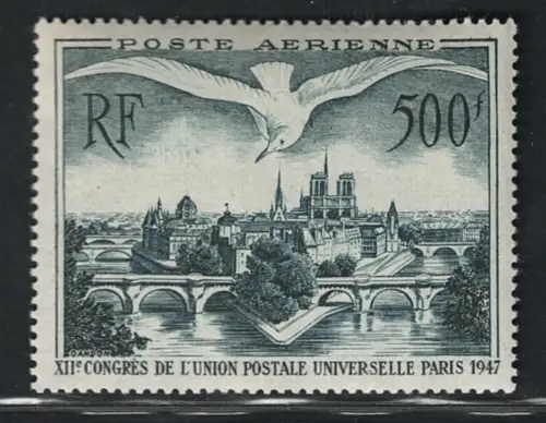 1947 FRANKREICH, Luftpost Nr. 20, Ansicht von Paris - postfrisch **