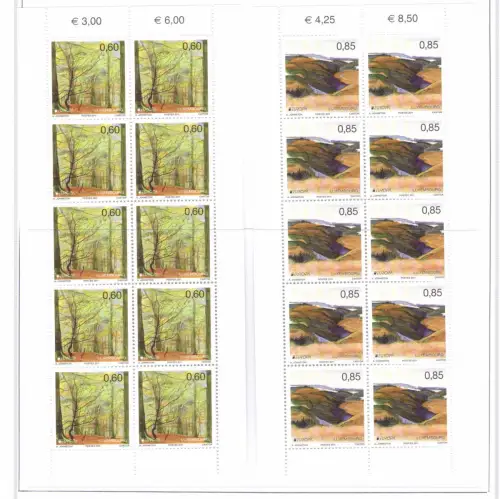 2011 EUROPA CEPT Luxemburg 2 Miniblätter mit 10 Werten Le Foreste MNH **