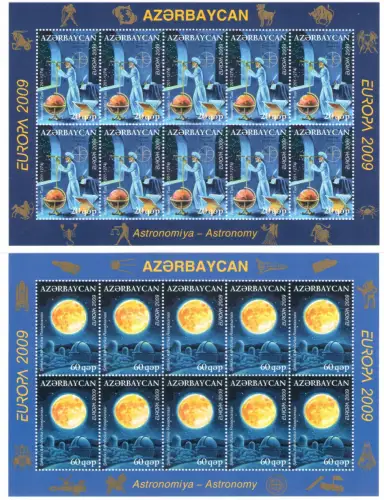 2009 EUROPA CEPT Aserbaidschan 2 Miniblätter mit 10 Werten Astronomie MNH **