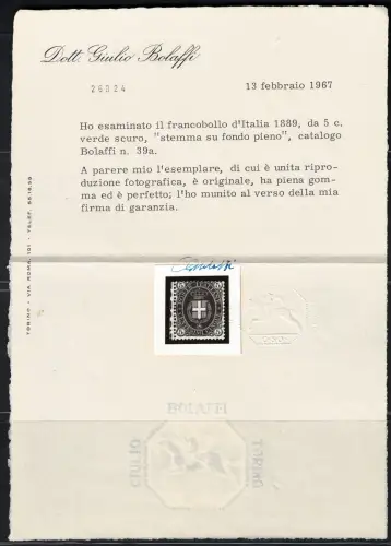 1889 Italien - Königreich, 5 Cent dunkelgrün Nr. 44 - postfrisch **