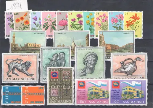 1971 San Marino, kompletter Jahrgang, postfrisch 22 Werte - postfrisch **