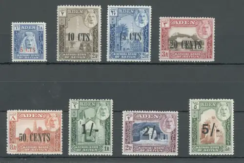 1963 ADEN Protector States QU'AITI State of SHIHR MUKALLA 8 Werte - Stanley Gibbons Nr. 20/27 - postfrisch**