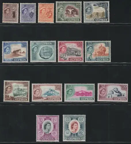 1955 Zypern, Elisabeth SG # 173/87, 15 Werte, postfrisch**