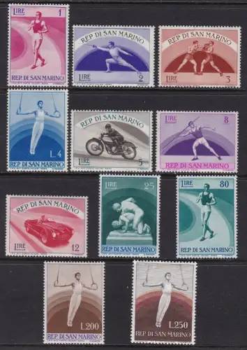 1954-55 SAN MARINO, Nr. 409/418 + A Serie mit 11 Werten MNH/**