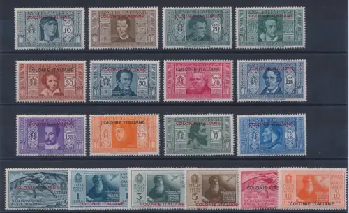 1932 KOLONIEN, Allgemeine Ausgaben, Dante 18 Werte Nr. 11/22 + PA 8/13 - POSTFRISCH**