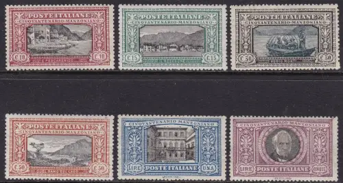 1923 Königreich Italien, Nr. 151/156 Serie mit 6 Werten MNH / ** Cert. Raybaudi GOLD
