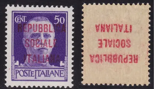 1944 ITALIENISCHE SOZIALE REPUBLIK, Nr. 493ta 50c. violett MNH/**