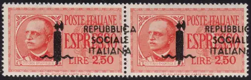 1944 Italienische Sozialrepubblica, Espressi Lire 2,50 Tiratura di Roma n. 22gab+gaa Zertifikat Blond