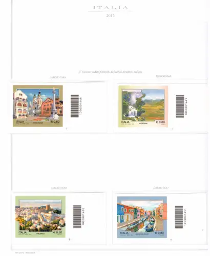 2015 Italienische Republik Barcodes kompletter Jahrgang 78 Werte + 2 Zettel (Expo + Weine) auf 18 Marineblättern