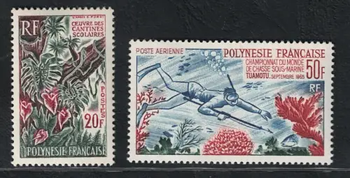 1965 Polynesien, Yvert # 35 + Luftpost # 10, postfrisch **