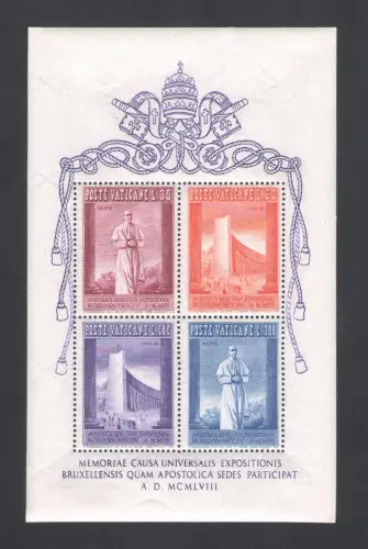 1958 Vatikan, Brüsseler Ausstellungsbogen - Blatt Nr. 2 - postfrisch **