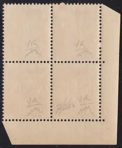 1944 RSI, Luftpost - Nr. 120 - 80 Cent. orange MNH ** 4ER BLOCK MIT TISCHNUMMER Signatur Olive/Chiavarello