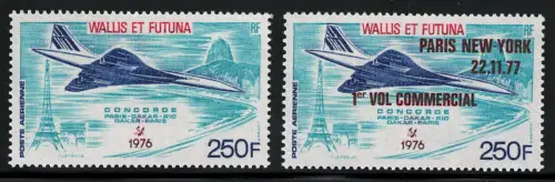 1976-77 Wallis et Futuna, Yvert Posta Aerea # 71+75, Concorde, postfrisch **