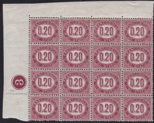 1875 Italien - Königreich, Service Nr. 3 MNH ** TISCHNUMMER 3 IM KREIS