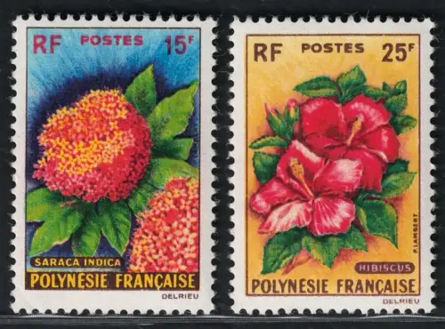 1962 Polynesien, Blumen, Yvert Nr. 15/16, postfrisch**