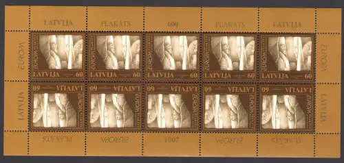 2003 EUROPA CEPT Lettland, Latvija Nr. 1 Kleinbogen von 10 Val Kunst des Manifests MNH **
