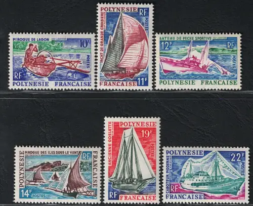 1966 Polynesien, Navi, Yvert n. 36/41, postfrisch**