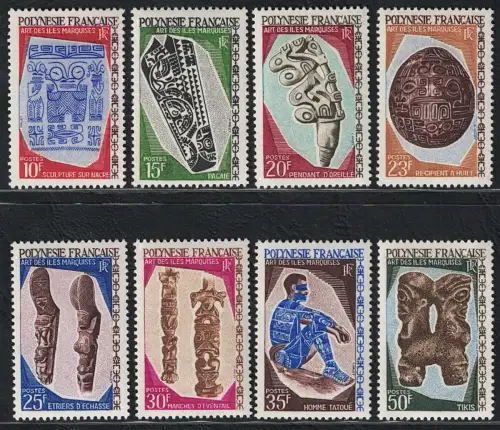 1968 Polynesien, Kunst Marquis-Inseln, Yvert Nr. 52/58, postfrisch**