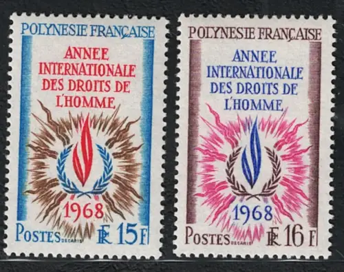 1968 Polynesien, Menschenrechte, Yvert Nr. 62/63, postfrisch**