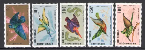 1966-67 Tschad Republik - Yvert Katalog Luftpost Nr. 30-34 - Vögel - 5 Werte - postfrisch **