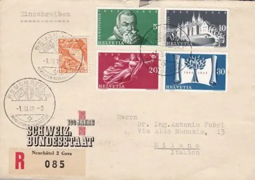 1948 SCHWEIZ, Zum. 281/284 auf Titelblatt