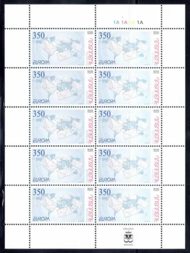 2008 EUROPA CEPT Armenien, 1 Kleinbogen mit 10 Werten, Der Brief postfrisch **