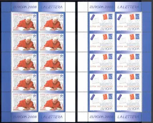 2008 EUROPA CEPT Vatikan, 1 Kleinbogen mit 10 Werten, postfrisch **