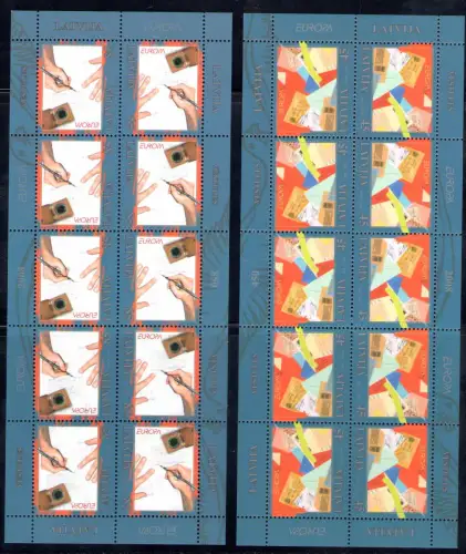 2008 EUROPA CEPT, Lettland, 2 Kleinblätter mit 10 Werten, postfrisch**